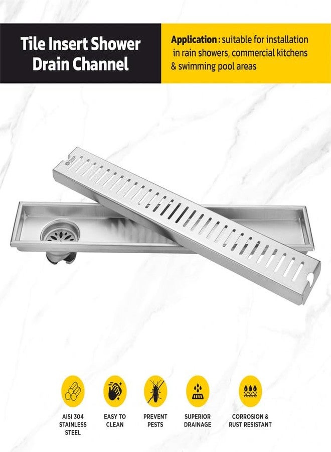 iSTAR 304 Grade Stainless Steel Shower Drain Channel | Corrosion Resistant Water Water Floor Drainer with Pest Trap and Side Hole for Bathroom, Balconies, Wetrooms, Kitchens (12 x 4 inches) - Image 3